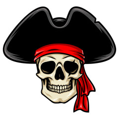 Pirate Skull Cartoon Illustration Vector Drawing