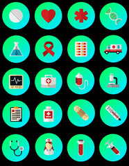 set icons for healt, pharmacy, medical, full colot vector eps 10