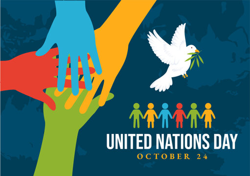 United Nations Day Celebration Vector Illustration on 24 October with People Public Service and Earth Background in Flat Cartoon Template