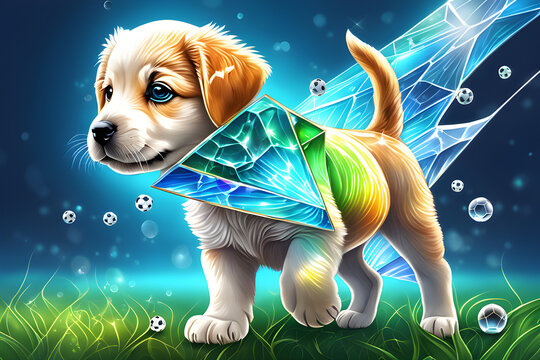 A dog playing soccer. Generative AI