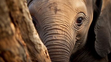 Innocence Unveiled: Baby Elephant's Big, Enchanting Eyes