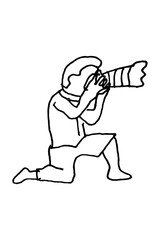 photographer man, simple hand draw sketch vector, isolated on white