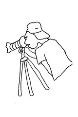 photographer man, simple hand draw sketch vector, isolated on white