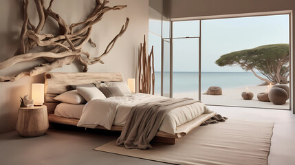 bedroom with sand-colored walls