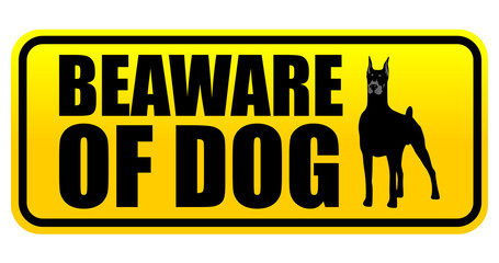 beware dog sign illustration
