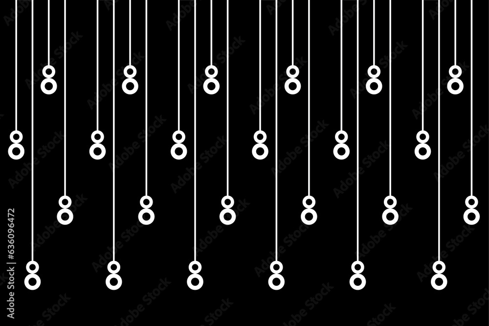 Poster vertical of stripe pattern. design lines and eight number white on black background. design print fo