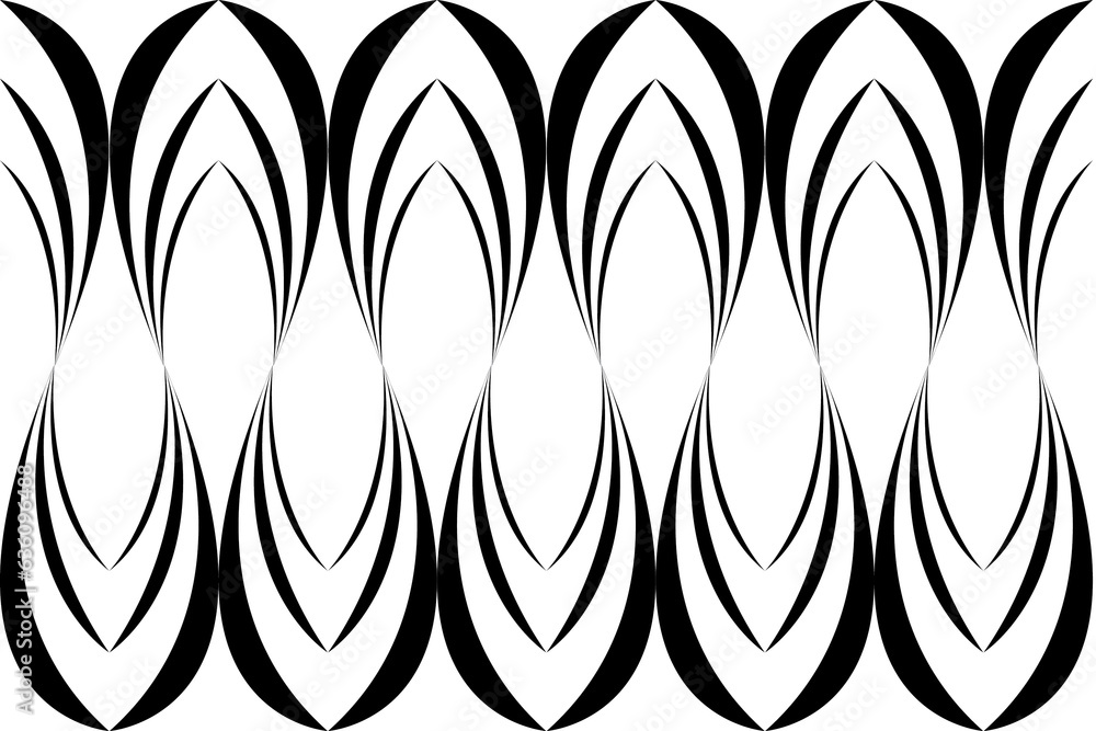 Poster abstract of curve pattern. design wave black on white background. design print for illustration, tex