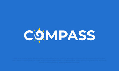 compass logo typography style in blue background