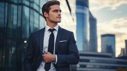 business and portrait of happy man in city for confident, startup goals and commute. Travel, professional job and face of male entrepreneur in urban town for career, working and success