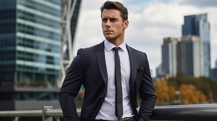 Business and portrait of a joyful man in the city for self-assurance, startup ambitions, and commuting. professional job, and the face of a guy entrepreneur in an urban town pursuing a career.