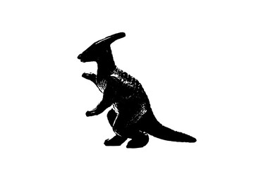black dinosaur silhouette isolated on white background, model of dinosaurs toys © sutichak