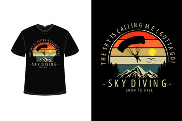 Skydiving Retro Vintage T Shirt Design