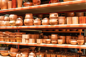 Clay plant pots, cooking pots, jars along with different others pottery found at the artisan market...