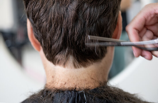 back view of client's head in barber shop