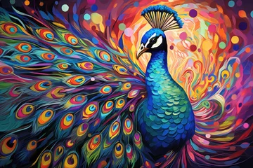 Peel and stick wall murals purple a majestic peacock