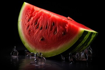 a ripe watermelon with slice cut