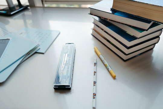 Lifestyle desk by window.