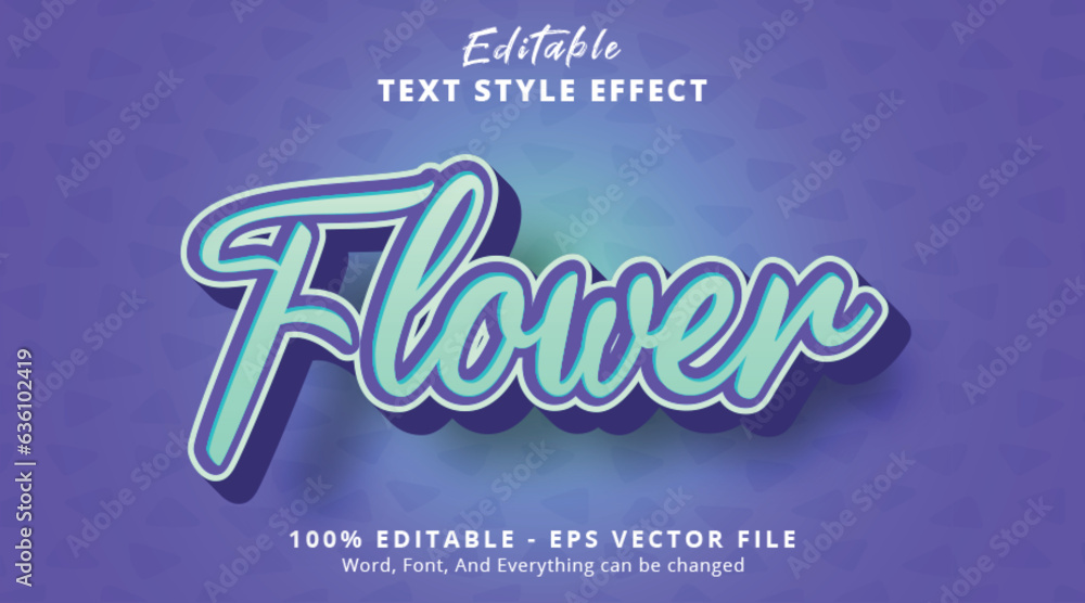 Poster flower text with hype gradient style effect, editable text effect