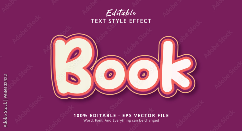 Poster purple book text style effect, editable text effect
