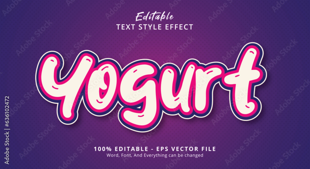 Poster yogurt text style effect, editable text effect