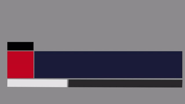 4K modern news channel title intro breaking news lower third animating in and out and vanishes. Simple elegant looking lower third in alpha luma matte.
