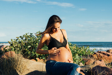 pregnant on the beach