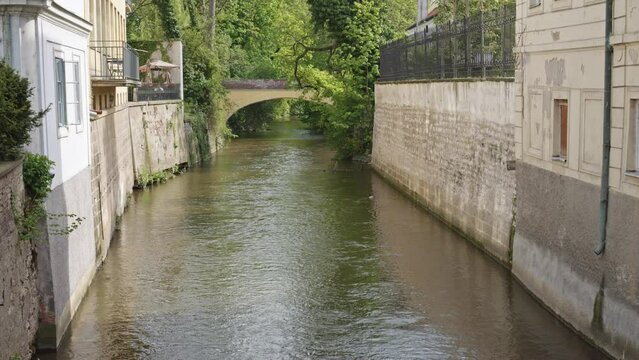Certovka Devil's Canal In Prague, Czech Republic.static shot.