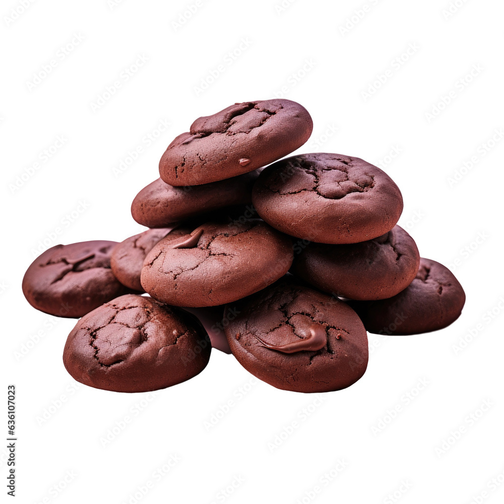 Poster White table adorned with mini chocolate cookies ideal for recipes or cooking content