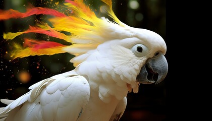 Digital photo manipulation of a white parrot. 