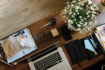 Photographer post-production workplace 