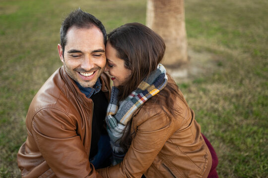 young couple in love outdoors