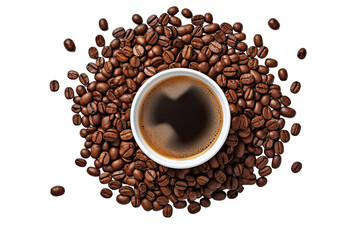 Naklejka premium Coffee americano isolated on a white transparent background shot on the professional macro lens PNG