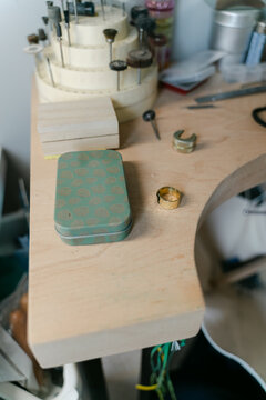 tools on jewellers bench/workshop