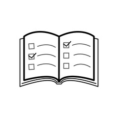 チェックリストのページを開いた本のイラスト