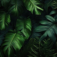 Tropical Leaves Scene: Vibrant Photoshoot Generative AI