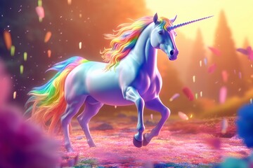 Obraz na płótnie Canvas Beautiful unicorn with light colors. 