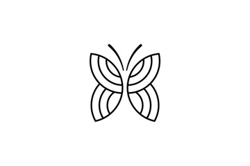 Beautiful butterfly logo with line art design