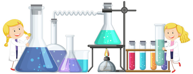 Cute Scientists Cartoon Character in Lab Gown
