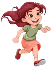 Fototapete Kinder Running girl cartoon character