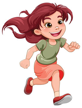 Running girl cartoon character
