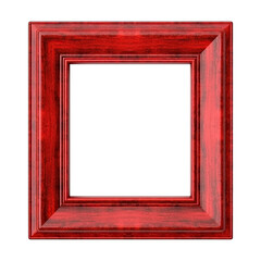 PNG Top view of red vintage wood photo frame isolated on transparent background for mockup, red vintage wooden frame. generative ai