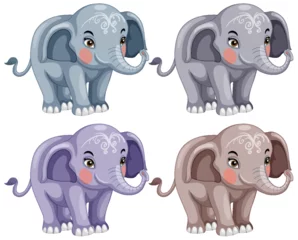 Fototapete Kinder Cute elephant with painted face cartoon isolated