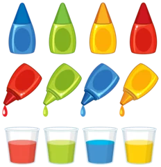 Foto auf Acrylglas Kinder Colorful Water Science Experiment: A Vector Cartoon Illustration