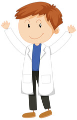 Cute Male Scientist Cartoon Character in Gown