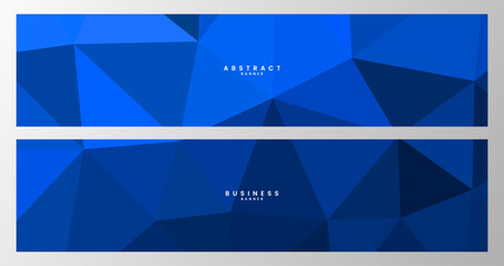 set of banner. abstract modern blue triangles background 