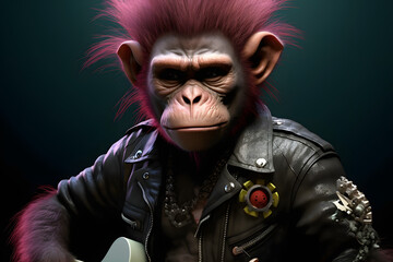 Punk style monkey Made with Generative AI