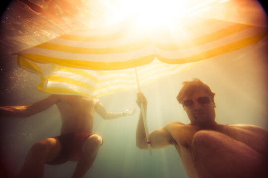 Crazy underwater summer portrait