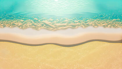Fototapeta na wymiar Abstract sand beach with sunlight in a beautiful turquoise water wave, background photo.