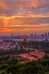 Summer scenery of Wuhan landmark Yellow Crane Tower Park scenic area