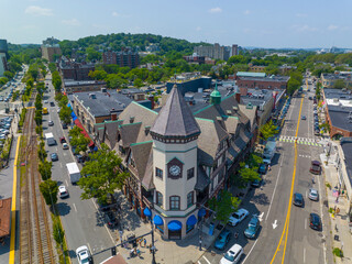 Historic commercial building aerial view including SS Pierce Building at Coolidge Corner 1366...